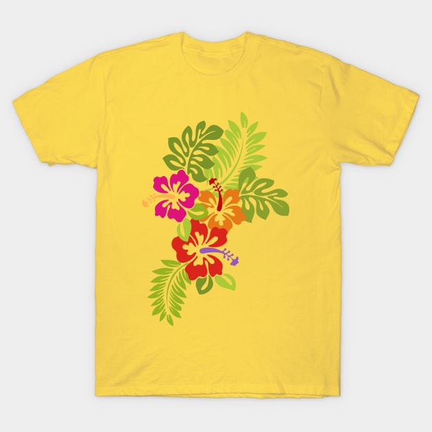 Tropical Hibiscus Blossoms Bouquet T-Shirt by EDDArt